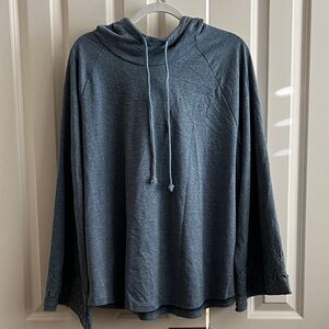 NWT.  Suzanne Betro Blue Boho Hoodie Shirt